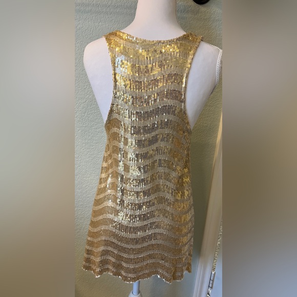 Bebe Gold and Cream‎ Sequin High Low Sexy Tank size S - Picture 2 of 7